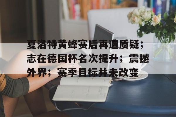 包含夏洛特黄蜂赛后再遭质疑；志在德国杯名次提升；震撼外界；赛季目标并未改变的词条-爱游戏应用